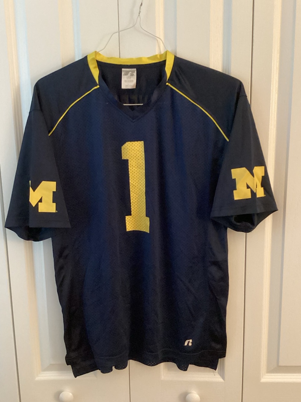 Russell Athletic Michigan Wolverines #1 Mesh Football Jersey - Size Large - IEC